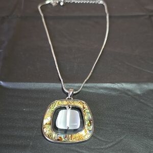 Elegant Silver and Multi Colored Pendant Necklace